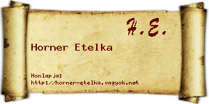 Horner Etelka névjegykártya